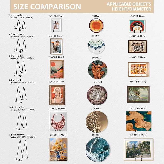 LIONWEI LIONWELI Plate Display Stand Easel Holders - 4.5" Tabletop Metal Stands for Decorative Plates, Photos & Picture Frames - Black, 4-Pack