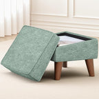 FAGAGA Small Footstool Ottoman, Footstool with Adjustable Lid, 11" Ottoman Foot Rest with Storage for Living Room, Bedroom, Couch, Enterway, Green