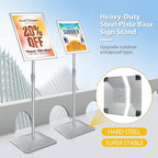 VAIIGO 11"x17" Pedestal Poster Sign Holder Stand with Heavy Duty Solid Steel Base, Adjustable Sign Holder Standing Floor Sign Stand for Office/Store/School/Church/Public Sign Displayed Stands, Silver