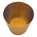 TUP THE URBAN PORT 10" Decorative Iron Wastebasket Trash Can | Matte Gold | Leaf Etched Design