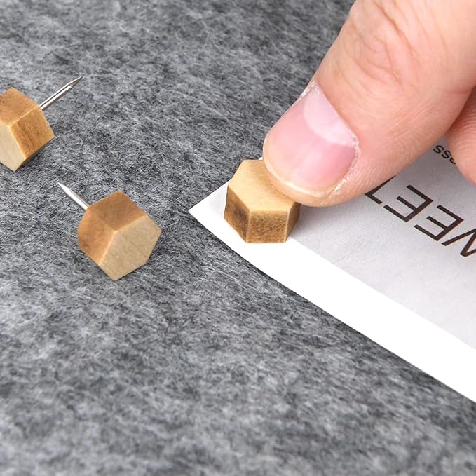 Decorative Push Pins,Wooden Push Pins for Cork Board,Thumb Tacks for Cork Board Hexagon (50)