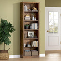 BORNOON 75" Tall Bookshelf, 6-Tier Floor Standing Bookcase with Adjustable Shelves, 24" Wide Open Storage Shelf, Modern Display Organizer for Home Office, Living Room, Bedroom, Study