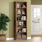 BORNOON 75" Tall Bookshelf, 6-Tier Floor Standing Bookcase with Adjustable Shelves, 24" Wide Open Storage Shelf, Modern Display Organizer for Home Office, Living Room, Bedroom, Study