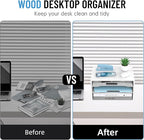 SHARKWOODS Wood Desk Organizer, 3 Tier Paper Tray Organizer for Desk with Adjustable Storage Shelves, Desktop File Organization Paper Sorter Mail Holder for Office Home Classroom, White