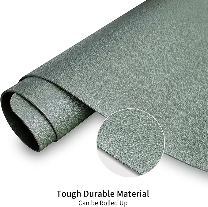 KINGFOM Desk Pad Office Desktop Protecter, PU Leather Desk Mat Blotters Organizer with Comfortable Writing Surface (47.2" x 23.6", Green)
