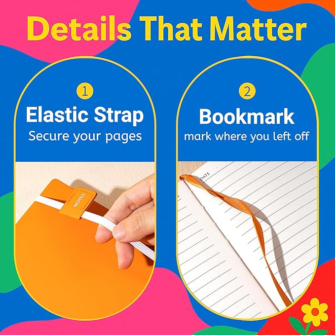 CAGIE Leather Notebook Journal for Men, 100 GSM 256 Pages Lined Journals for Writing, A5 Hardcover Journaling Notebooks for Travel Office Daily Writing (ZX-Orange)