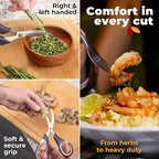 Kitchen Shears by Gidli - Liftime Replacement Warranty* - Includes Seafood Scissors As a Bonus - Heavy Duty Utility Stainless Steel All Purpose Ultra Sharp Scissors for Food/Cooking