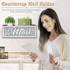 Crushed Diamond Mail Organizer, Crystal Mail Organizer Countertop, Mirror Letter Holder, Mail Tray, Mail Holder Box for Desk, Mail Holder for Wall