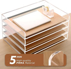 SANRUI 4 Tier Clear Desk Paper Letter Organizer Trays, A4 Stackable File Document Tray, Acrylic Desk Organizers and Accessories Sorter, Workspace Office Supplies Organizers,12.4inx8.86inx6.64in
