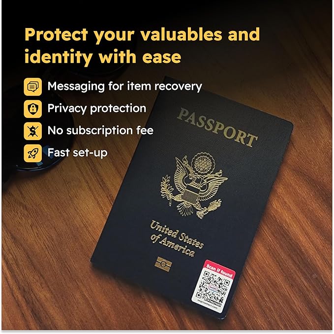 Lost Item Labels | Secure, Private Messaging Tags for Recovering Personal Items | QR Smart Labels for Travel, Everyday & Family Belongings Like Passports, Wallets, Toys | Safeguard Personal Info (24)