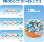 NEEWAY 100 Count Binder Clips Assorted Sizes, Paper Binder Clips (0.6inch 0.75inch 1inch), Metal Paper Clamps for Office and Home