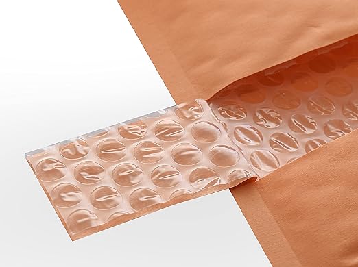 HOLPACK Golden Kraft Bubble Mailers 6.5x10 inch - 250 pack, Self-Seal Cushioning Padded Envelopes #0 | Small Business eCommerce shipping jewelry, makeup, cosmetics, accessories, and more - MADE IN USA