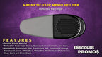 10 Magnetic Memo Holders Set - Large Clip, Plastic - Silver Black