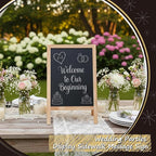 Henoyso 2 Pcs 16" x 10" Small Chalkboard Easel Tabletop Chalkboard Signs Menu Wooden A Frame Sandwich Board for Table, Double Sided with 2 Erasers for Bar Parties Display Home Decor(Wooden)