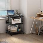 Fannova Printer Stand, 23.6 x18.9 x 30 Inches Large Printer Table with Adjustable Storage Shelf, 3 Tier Rolling Printer Cart with Wheels for Home Office, Stand for Heat Press Mini Fridge, Black
