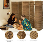 Room Dividers and Folding Privacy Screens, Wood Louvered Separators Divider Wall for Home Office Bedroom - 6 Panels, 67 * 90inch (Brown)