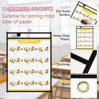 Antner 30 Packs Oversized Dry Erase Pockets Reusable Sleeves 10x13 Job Ticket Holders, Clear Plastic Dry Erase Pouches Heavy Duty Sheet Protectors for Teacher School Classroom Office Supplies, Black