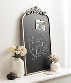 Kate and Laurel Arendahl Arch Chalkboard; Silver; 19 x 31; Framed Arched Ornate Vintage Magnetic Chalkboard for Unique Display; Decoration; and Organization