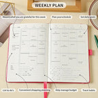 Crein Lynh 2025-2027 Premium Planner, Weekly & Monthly Calendar Planner with Budget & Goal Setting, January 2025 – December 2027, Tabs, Inner Pocket, Daily Journal Organizer for Women, A5, Pink