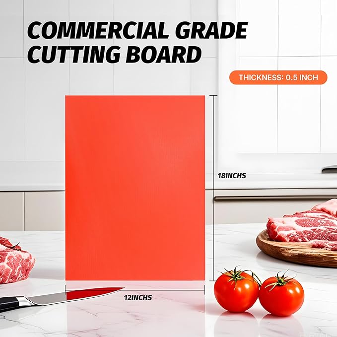CMI Commercial Grade Cutting Board for Kitchens,Cutting Board Set,Plastic Chopping Board,18 x 12 x 1/2 Inch, Multi-Color 6 of Pack Set,NSF Certified,for Vegetable Meat or Cheese