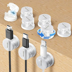 9 Pack Spring Cord Organizer Cable Clips [Locking Cable Rotatable], 2025 Latest Nearockle Phone Charging Cord Holder Cable Management for Car, Nightstand, Office Desk Accessories (Clear)