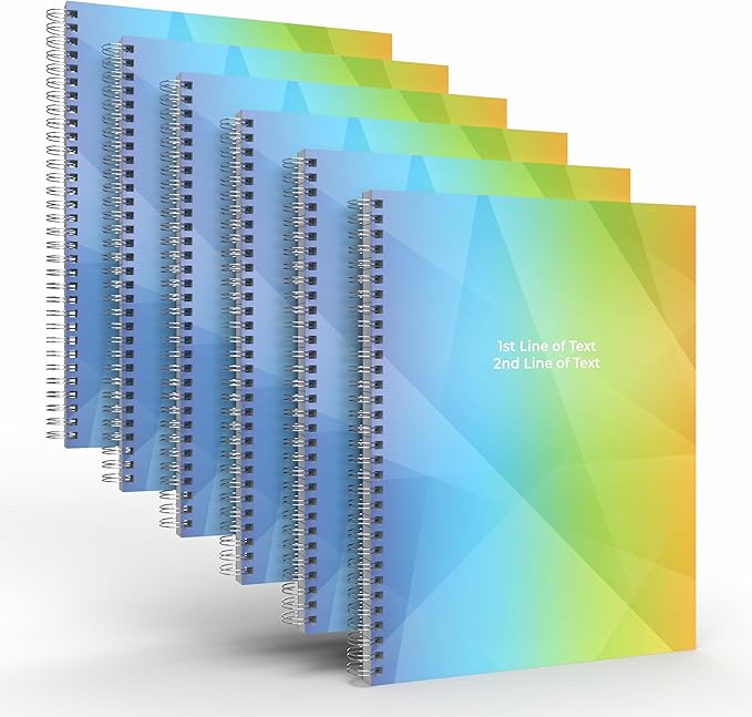 Custom Spiral Notebook Journals with a Rainbow Design 6 Colored Cover - 6 Pack of 8.5" x 11" – College Ruled, Hard Cover, 50 Sheets Per Book – For Journaling, Office, School Supplies, etc.