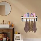 Sorbus Coat Hooks Wall Mount with Shelf – 24 Inch Coat Rack Wall Mount with 5 Heavy Duty Hooks – Floating Wall Shelf with Hooks for Entryway, Bathroom, Bedroom, Kitchen, or Mudroom (White)