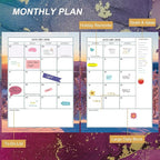 CAGIE 2026 planner weekly and monthly: 12 Months Jan 2026 - Dec 2026 Hardcover Yearly Daily Planner 2026 monthly planner 8.5 x 11, Large Spiral Bound Calendar Planner for Women Weekly Agenda with Tabs Stickers, Purple Marble