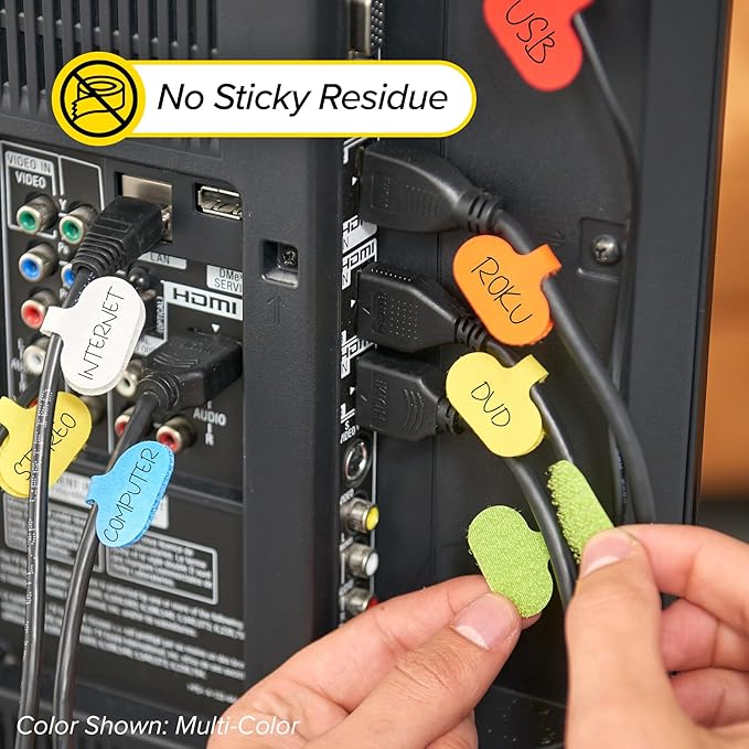 Cable Labels by Wrap-It Storage, Regular, White (36 Pack) - Write On Cord Labels, Wire Labels, Cable Tags and Wire Tags for Cable Management and Electronics, Computers. Great Stocking Stuffer