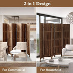ALeesing 6 Panel Room Divider, 5.6Ft Wood Room Dividers and Folding Privacy Screens, Room Divider Wall Freestanding Room Partitions, Room Dividers Screen for Home Office Bedroom, Dark Brown
