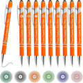 Custom Pens Bulk Personalized Ballpoint Pen with Stylus Tip Customized Engraved Pens with Name Logo Soft Black Ink with Touch Metal Office for Business Office Teacher School Corporate Gifts Orange