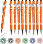 Custom Pens Bulk Personalized Ballpoint Pen with Stylus Tip Customized Engraved Pens with Name Logo Soft Black Ink with Touch Metal Office for Business Office Teacher School Corporate Gifts Orange