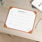 Cabbrix Desk Calendar 2026 with Desktop Mat, Simplified Medium Desk Pad Calendar 15" x 12" January 2026 to June 2027, Desk Blotter Calendar for Home School and Office (Brown)
