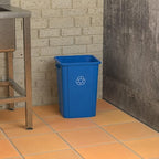 Krollen Industrial 19 Gallon Blue Square Commercial Trash Can