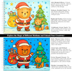 Fuxi Christmas Coloring Books for Kids Ages 8-12, 60 Sheets (73lb/120gsm) Blank Sketchbook + 50 Designs Blank Coloring Book, Coloring Supplies & Art Supplies for Kids.