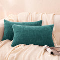 Amazon Basics Chenille Throw Pillow Covers, Home Decor Lumbar Cushion Cover for Bedroom Living Room Couch Bed, 12" W × 20" L, Deep Teal