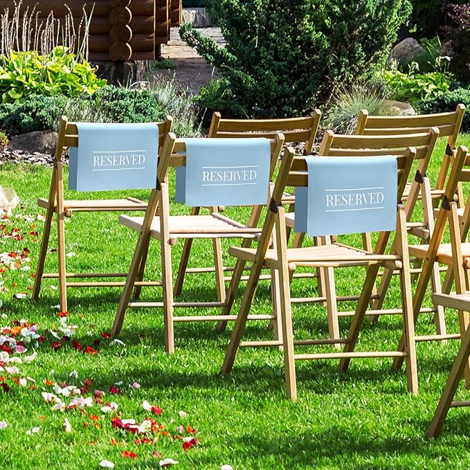 Buryeah 12 Pcs Reserved Seating Signs for Chairs Church Pew Reserved Chair Signs Placeholder with Printed Words for Weddings Parties Celebrations Receptions Church or Event (Dusty Blue)