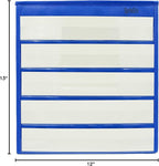 Blue Tabletop Desktop Pocket Chart with Bonus 20X Dry Erase Cards. Double Sided and Self-Standing (13” X 12”)