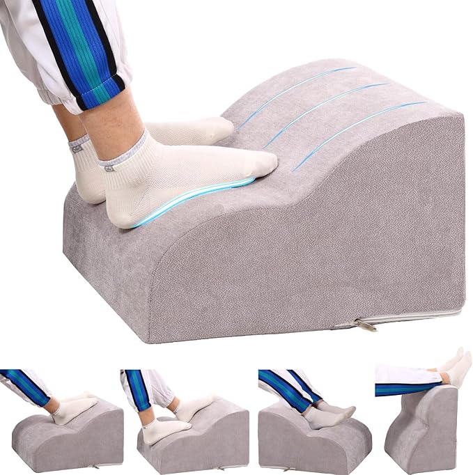 OpyTikar Foot Rest for Under Desk at Work.Multifunctional 3-Tier Foot Stool,with Washable Footrest.for Under Desk,Office Chair Gaming Chair & Sofa,Leg Elevation Pillow,Supports Posture-Light Grey