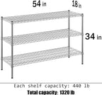 Regal Altair 18" Deep x 54" Wide x 34" Height Wire Shelving Kit | 3-Tier | NSF Commercial Storage Rack Unit