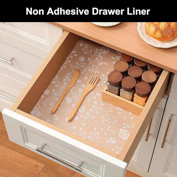 Cooyes Shelf Liner – Premium Non-Adhesive Cabinet & Drawer Liner for Kitchen – Waterproof Shelf Paper with Modern Pattern – Durable EVA Cabinet Mat – Easy to Cut （24" W x 120" L）