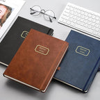 EMSHOI Meeting Notebook for Work with Sticky Tabs - 240 Pages, A4 Size Project Planner, PU Leather Meeting Agenda/Minutes Organizer for Women Men, Note Taking, Office & Business, 8.3"x11.7", Coffee