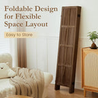 ALeesing 6 Panel Room Divider, 5.6Ft Wood Room Dividers and Folding Privacy Screens, Room Divider Wall Freestanding Room Partitions, Room Dividers Screen for Home Office Bedroom, Dark Brown