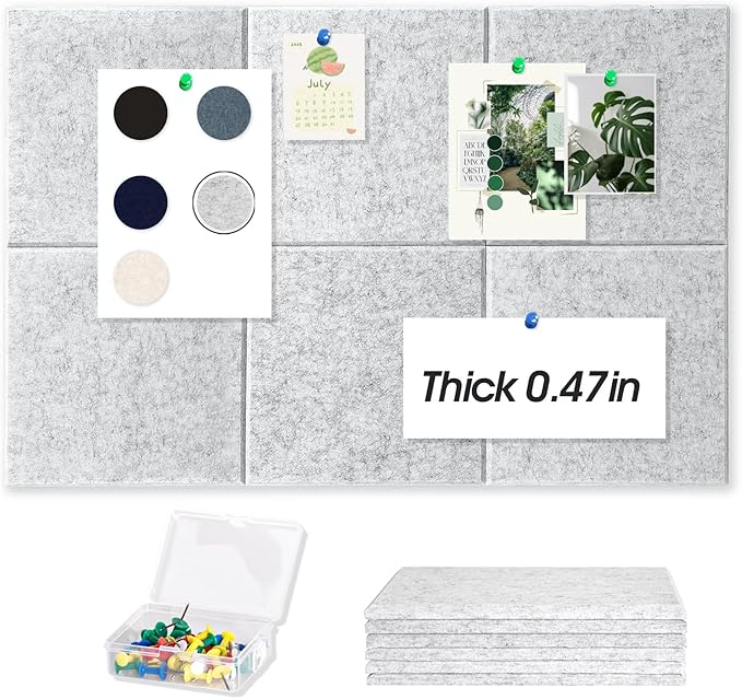 Thick Cork Board Tiles for Wall with Push Pins, Removable 36"x24"x0.47" Bulletin Board Sets, Self-Adhesive Pin Board | Magrowill 6 Packs Felt Panels for Office Home Classroom Dorm