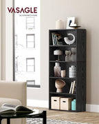 VASAGLE CUSTOS Collection - Bookshelf, 5-Tier Bookcase, Book Shelf, Open Storage Shelf, 9.4 x 23.6 x 52.8 Inches, for Living Room, Home Office, Dinning Room, Ebony Black ULBC165T56