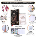 Life Planner - Undated Weekly & Monthly Planner, 12-Month Journey to Increase Productivity | Gratitude Journal, Life Organizer & Goal Journal | Include Foldable Vision Board, Habit Tracker & Stickers