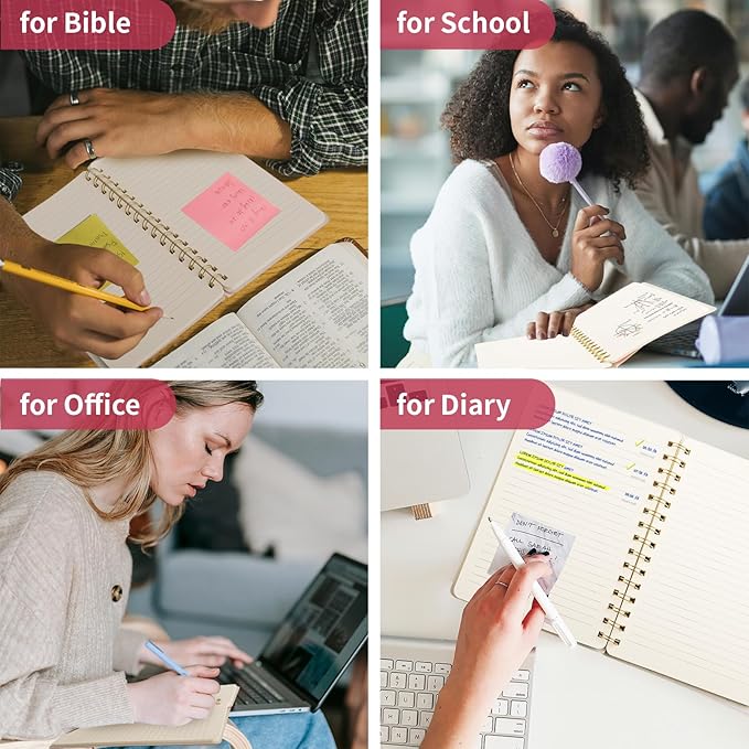 Oneirom Spiral Notebook, Pink Notebook-6.1x8.2 Inch College Ruled Journal with Inner Pockets and 160 Pages, PU Leather Cover Business Journal, Twin-Wire Binding Notebook Perfect for Office & Home