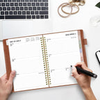 SUNEE 2026 Weekly & Monthly Planner 6.4"x8.5"- 12 Month (January 2026 - December 2026), Vegan Leather Cover, Pocket, Bookmark, Notes, Monthly Tab, Brown