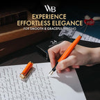 Wordsworth & Black Fountain Pen Set, 18K Gilded Medium Nib, Includes 24 Pack Ink Cartridges, Ink Refill Converter & Gift Box, Gold Finish, Calligraphy, [Orange], Perfect for Men & Women