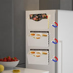 3 Pockets Magnetic File Holder for File Cabinets, Refrigerator, Whiteboard, Magnetic Paper Organizer, Magnetic Mail or Folder Holder,Magnetic Magazine Rack,Wall Mount Hanging Mail Organizer (white)